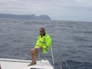 Terry on the bow seat. St. Helena in the background